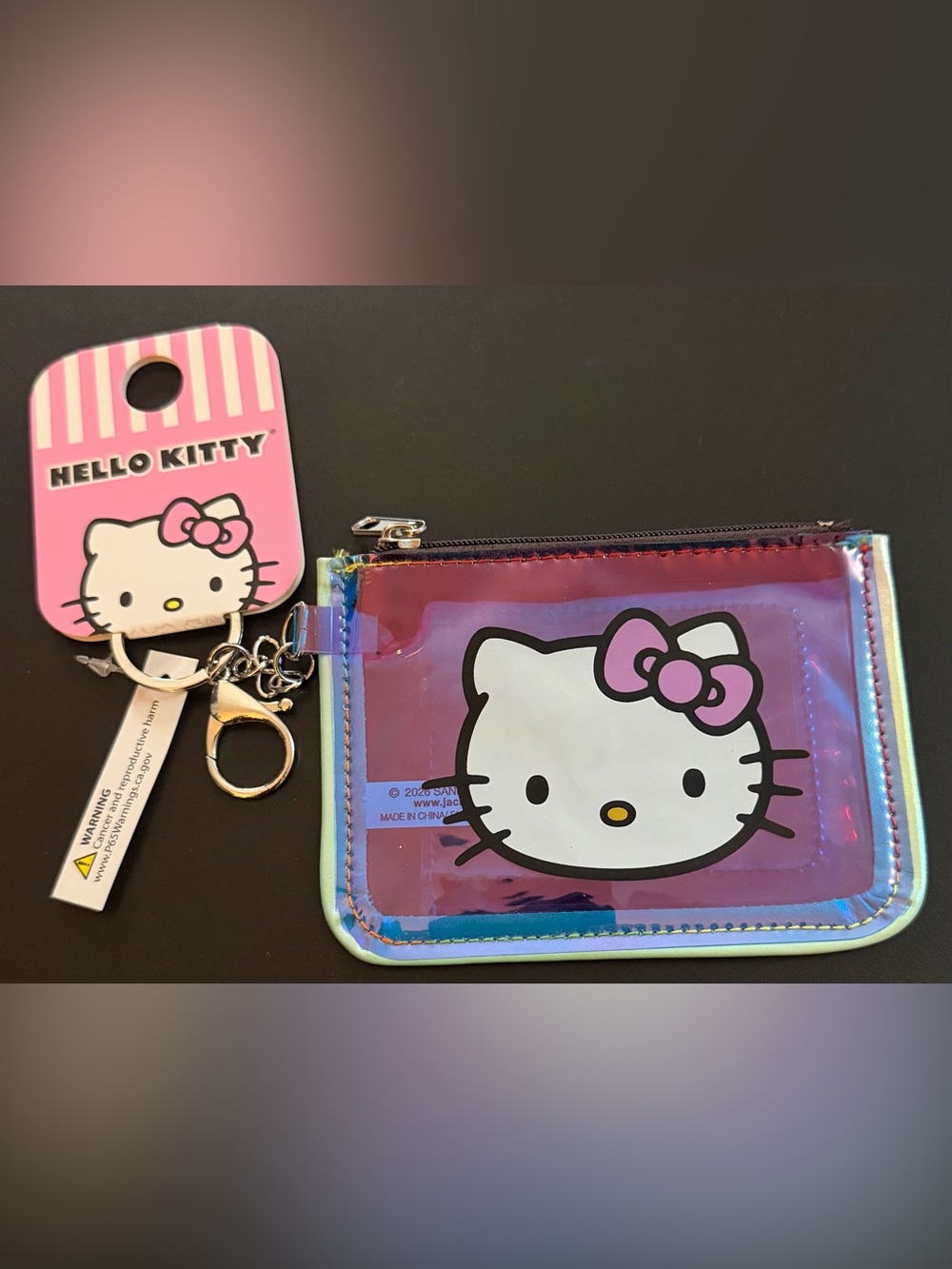 Hello Kitty Pink Iridescent Mini Zip Card Pouch